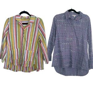 Habitat LOT 2 Blouses Top Size Small Art To Wear Multicolor Unique Creative